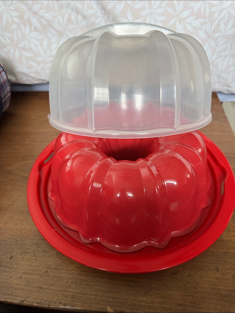 Nordic Ware Red Bundt Pan with Clear Storage Dome